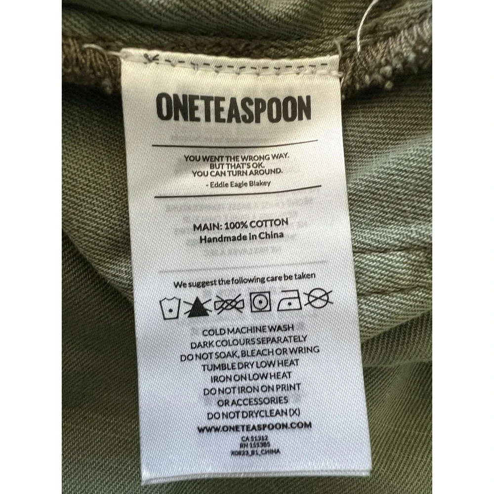 One Teaspoon $189 Romper Jumpsuit Super Green Khaki Mini Braxton Utility XS